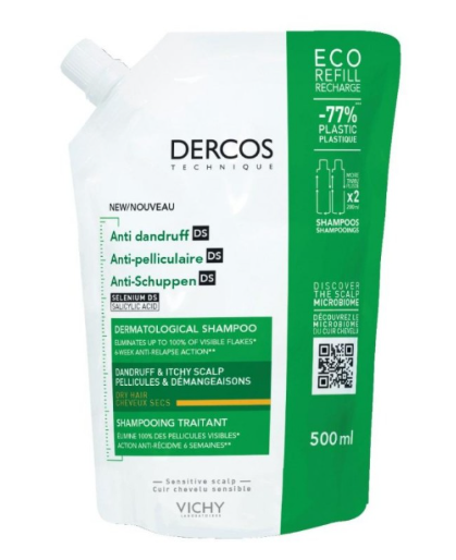 Vichy Dercos DS - Ricarica Shampoo Antiforfora Capelli Secchi 500ml